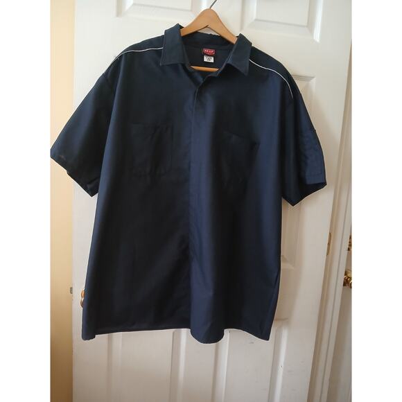 Red Kap Work Shirt Mens 3XL Navy Blue 2 Pocket Work Uniform Short Sleeve Utility - Picture 2 of 15